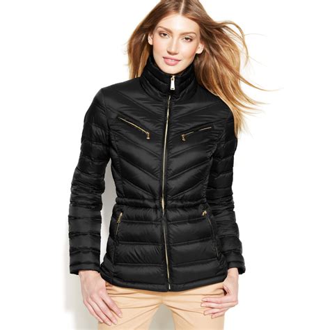 michael kors women's packable down jacket|michael kors shiny puffer jacket.